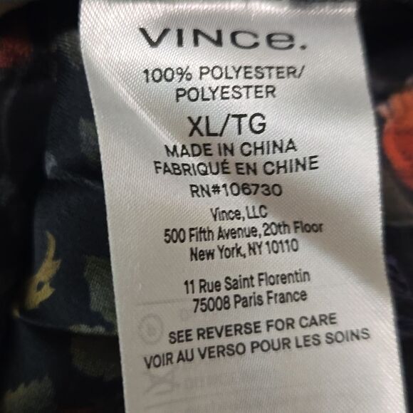 Vince Pomegranate Satin Pleated Blouse Top Silky Keyhole Accordion Regency XL - Picture 12 of 15